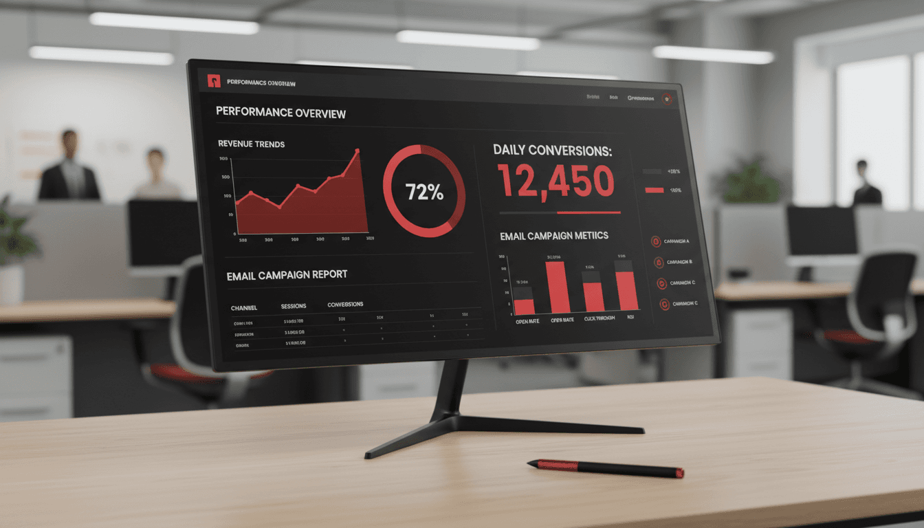 Dashboard showing unified mail and website campaign metrics
